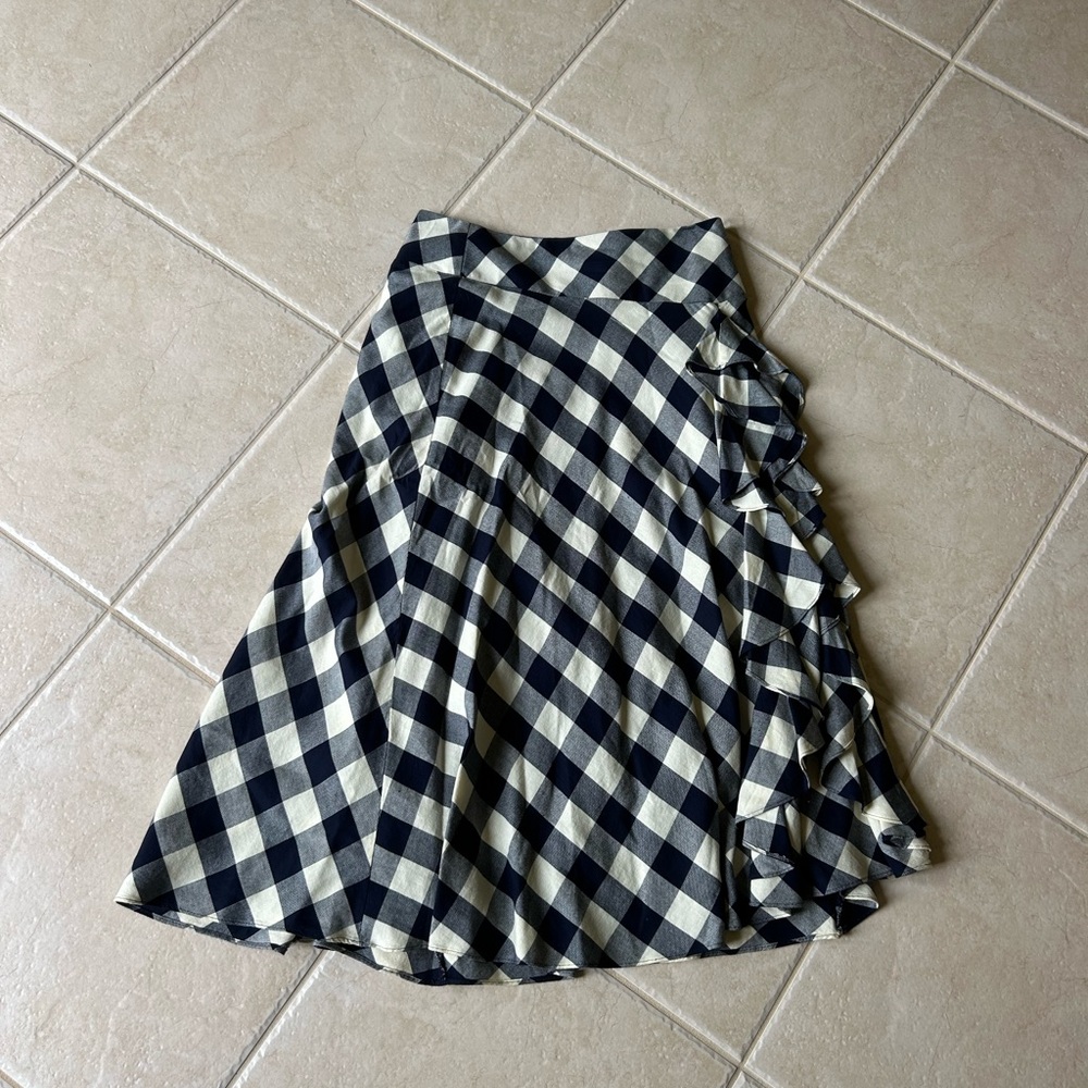 Checkered Navy and White Women's Skirt by Ralph Lauren